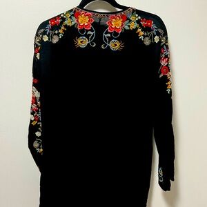 Floral Embroidered Black blouse/tunic
